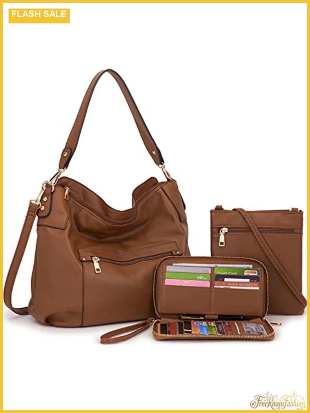 Hobo Crossbody Purse & Wallet Set Women Faux Leather Shoulder Handbag RFID